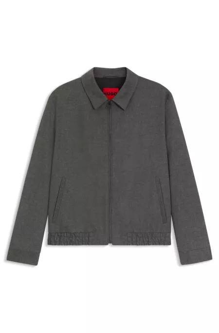 Slim-fit jacket in melange stretch flannel