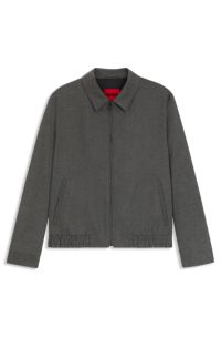 Slim-fit jacket in melange stretch flannel, Grey