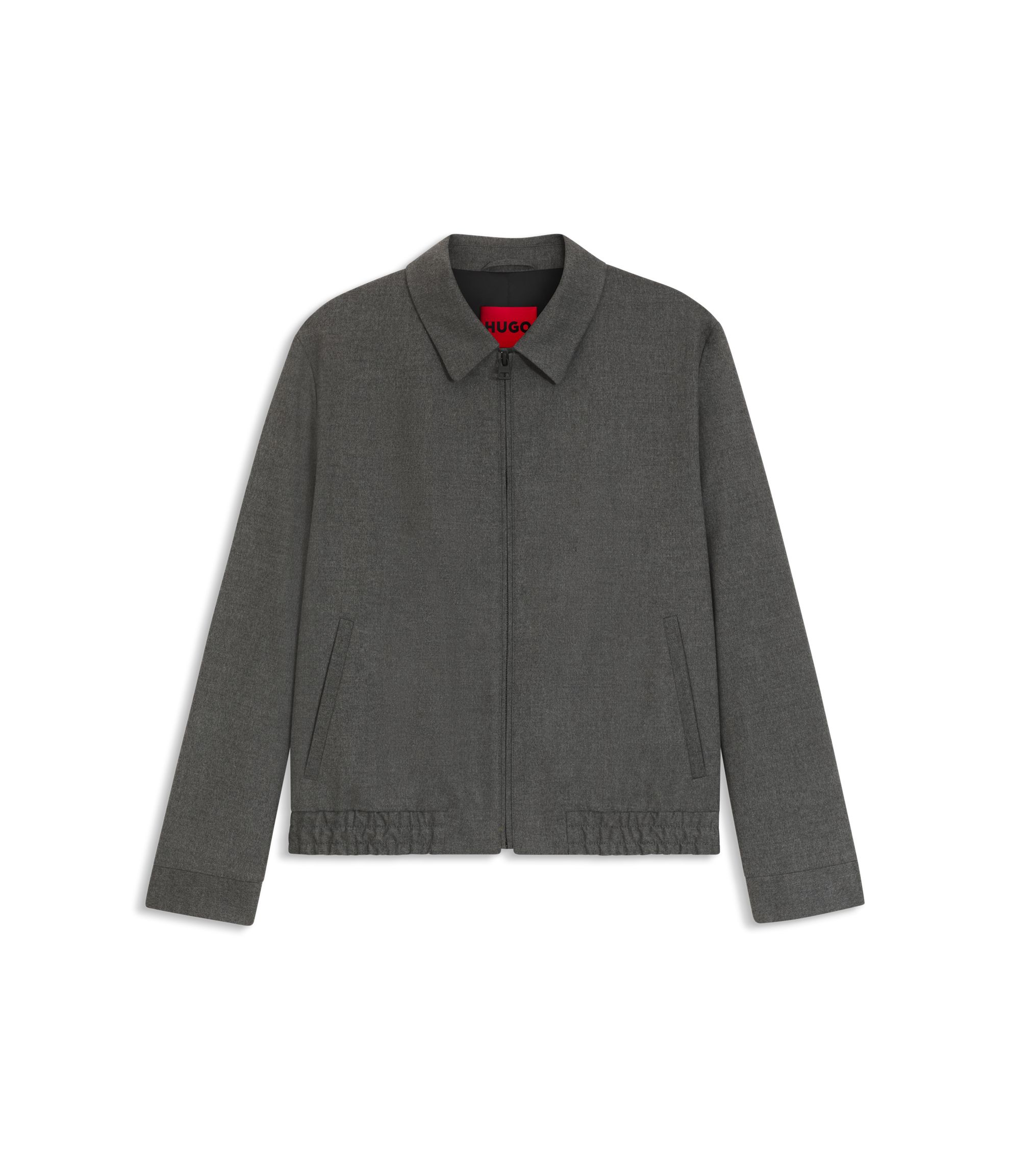 HUGO - Slim-fit jacket in melange stretch flannel - Grey