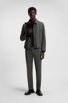 Slim-fit jacket in melange stretch flannel, Grey