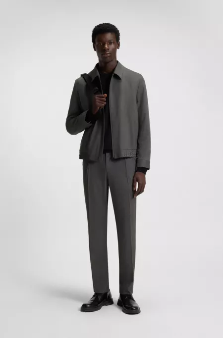Slim-fit jacket in melange stretch flannel