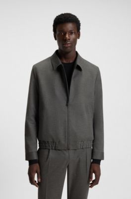 Slim-fit jacket in melange stretch flannel, Grey