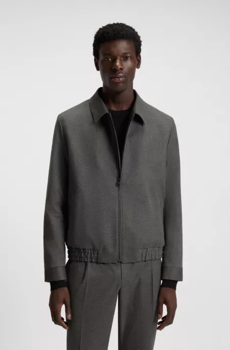Slim-fit jacket in melange stretch flannel
