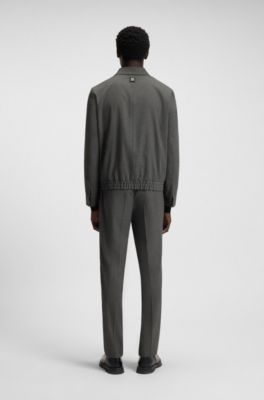Slim-fit jacket in melange stretch flannel, Grey