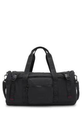 Holdall with logo straps, Black