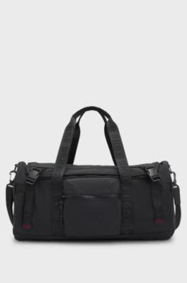 Holdall with logo straps, Black