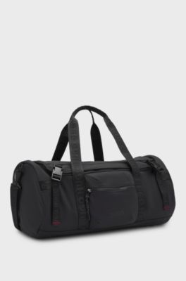 Holdall with logo straps, Black