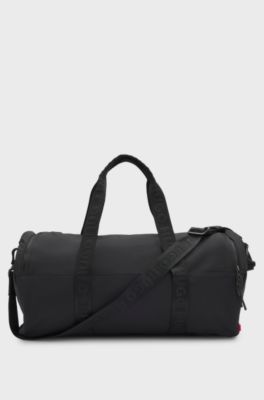 Holdall with logo straps, Black