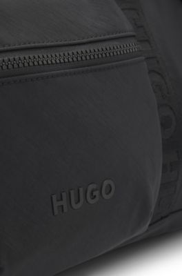 Holdall with logo straps, Black