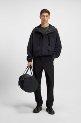 Holdall with logo straps, Black