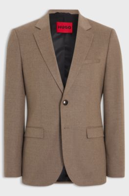Extra-slim-fit suit jacket in melange flannel, Brown