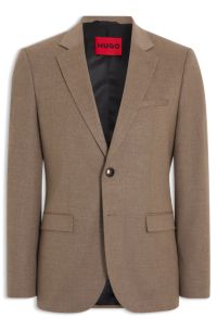 Extra Slim-Fit Anzugsakko aus meliertem Flanell, Braun