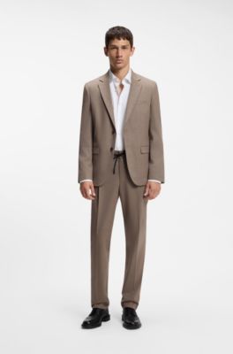 Extra-slim-fit suit jacket in melange flannel, Brown