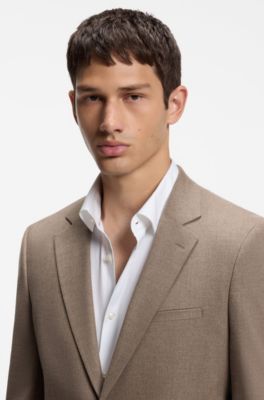Extra-slim-fit suit jacket in melange flannel, Brown