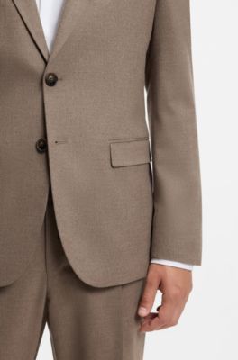 Extra-slim-fit suit jacket in melange flannel, Brown