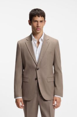 Extra-slim-fit suit jacket in melange flannel, Brown