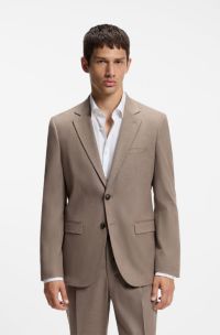Extra-slim-fit suit jacket in melange flannel, Brown