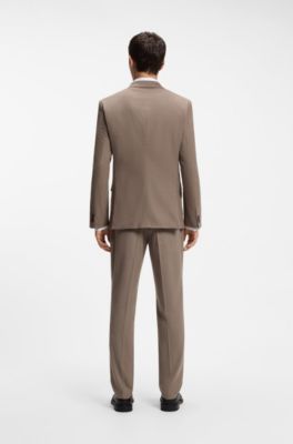 Extra-slim-fit suit jacket in melange flannel, Brown