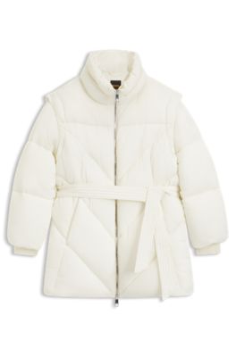 Wasserabweisende Steppjacke mit G&uuml;rtel, Wei&szlig;