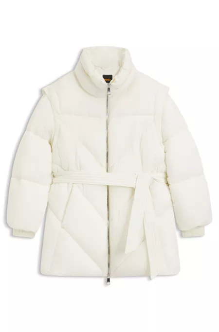 Water-repellent puffer jacket with belt