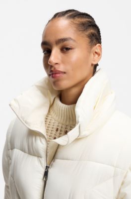 Doudoune d&eacute;perlante avec ceinture, Blanc