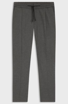 Pantalon Slim en flanelle stretch chin&eacute;e, Gris
