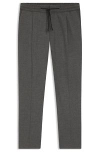 Slim-fit trousers in melange stretch flannel, Grey