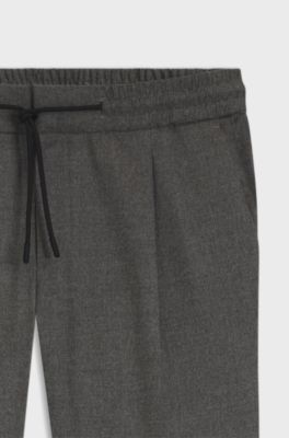 Slim-fit trousers in melange stretch flannel, Grey
