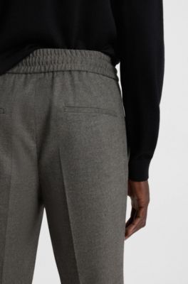 Slim-fit trousers in melange stretch flannel, Grey