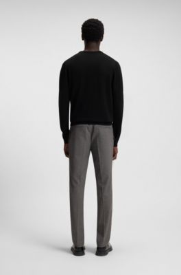 Slim-fit trousers in melange stretch flannel, Grey