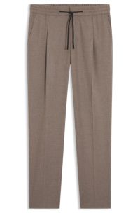 Slim-fit trousers in melange stretch flannel, Brown