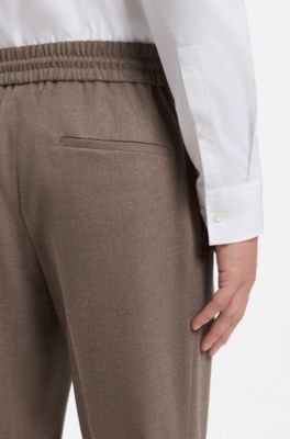 Slim-fit trousers in melange stretch flannel, Brown