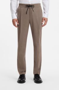 Slim-fit trousers in melange stretch flannel, Brown