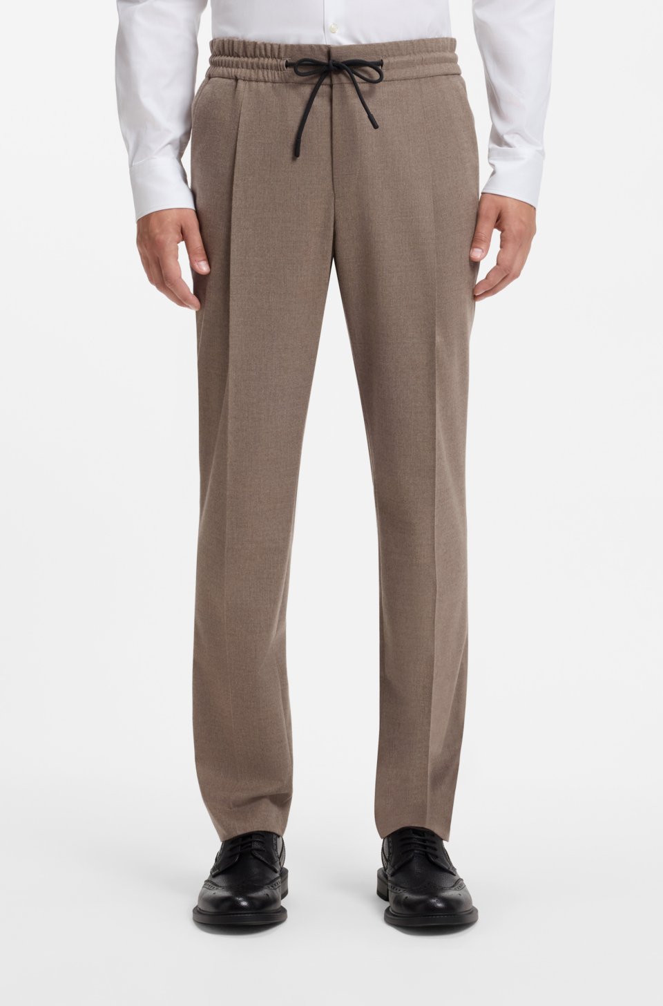Slim-fit trousers in melange stretch flannel
