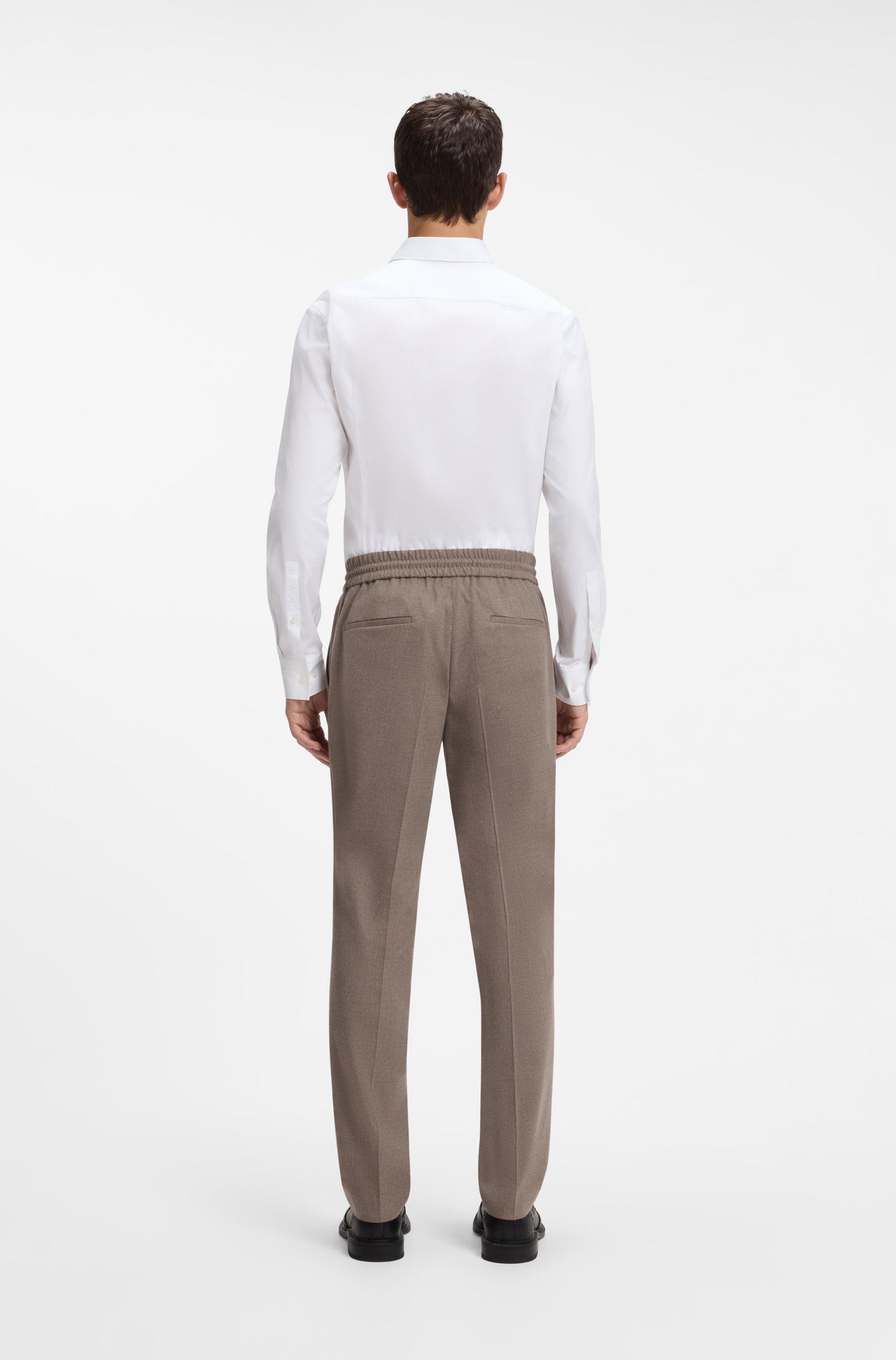 Hugo Slim-fit trousers in melange stretch flannel byxor herr – bild 2