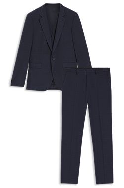 Three-piece extra-slim-fit suit in checked fabric