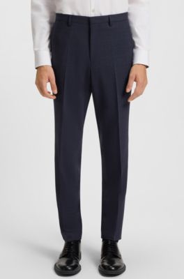Three-piece extra-slim-fit suit in checked fabric, Dark Blue