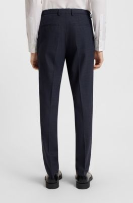 Three-piece extra-slim-fit suit in checked fabric, Dark Blue