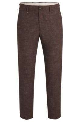 Formal trousers in stretch tweed, Dark Brown