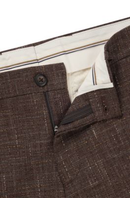 Formal trousers in stretch tweed, Dark Brown