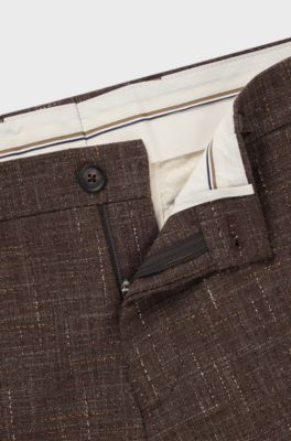 Formal trousers in stretch tweed, Dark Brown