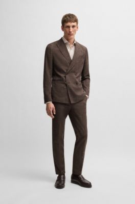 Formal trousers in stretch tweed, Dark Brown
