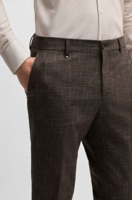 Formal trousers in stretch tweed, Dark Brown
