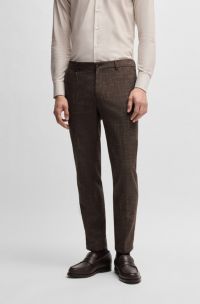 Formal trousers in stretch tweed, Dark Brown