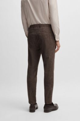 Formal trousers in stretch tweed, Dark Brown