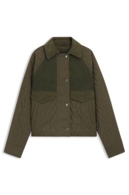Veste d&eacute;perlante en mati&egrave;res m&eacute;lang&eacute;es, Vert sombre