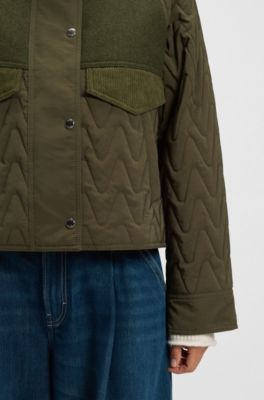 Water-repellent jacket in mixed materials, Dark Green