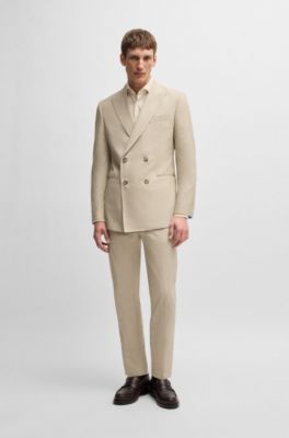 Double-breasted jacket in stretch tweed, White