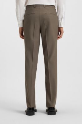 Two-piece slim-fit suit in wool-blend poplin, Brown