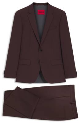 Two-piece slim-fit suit in wool-blend poplin 1
